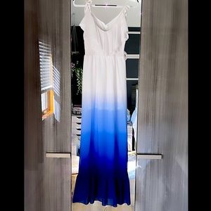 BoHo Blue and White Summer Maxi Dress